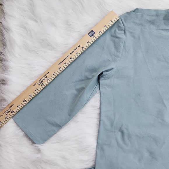 Eileen fisher boat neck 3/4 sleeve knee length dress light baby blue Medium - Picture 4 of 8